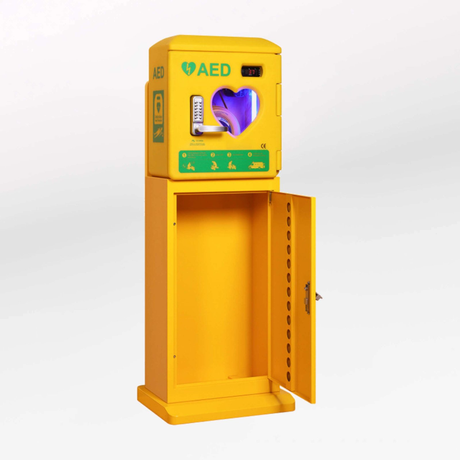 Temperature display combination lock standing AED aid cabinets